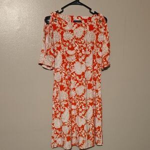 Tommy Hilfiger Women's Orange  Dress Floral Sleeveless Shoulder Cutout Size‎ 4